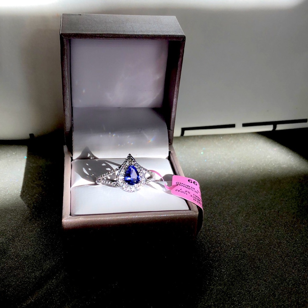 Tanzanite and White Topaz , Sterling Silver Ring 7